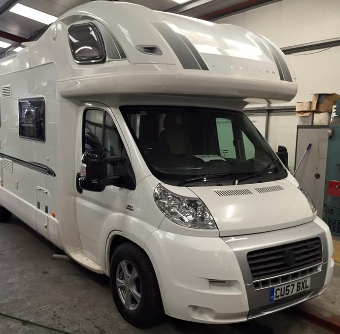 Motorhome being repaired